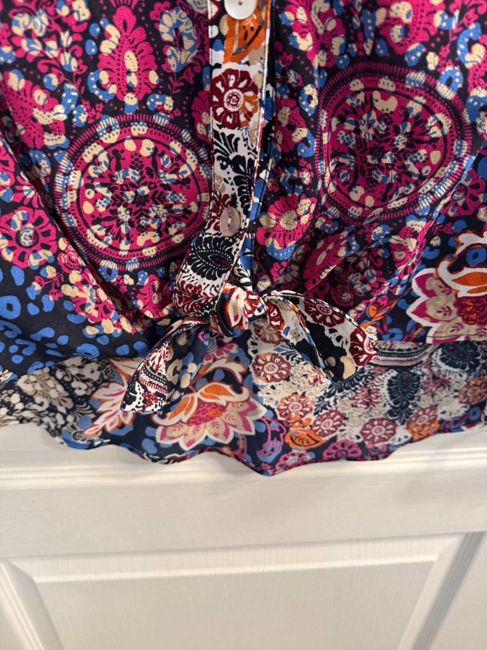 Ruby Rd. Multicolor Patchwork Floral Button-Front Shirt - Picture 7 of 8